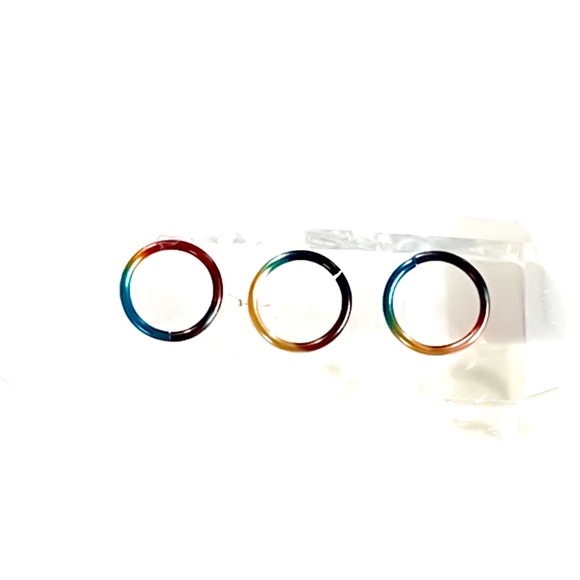 3 Pack Rainbow Colored Nose Ring Cartilage Hoop - Picture 4 of 15